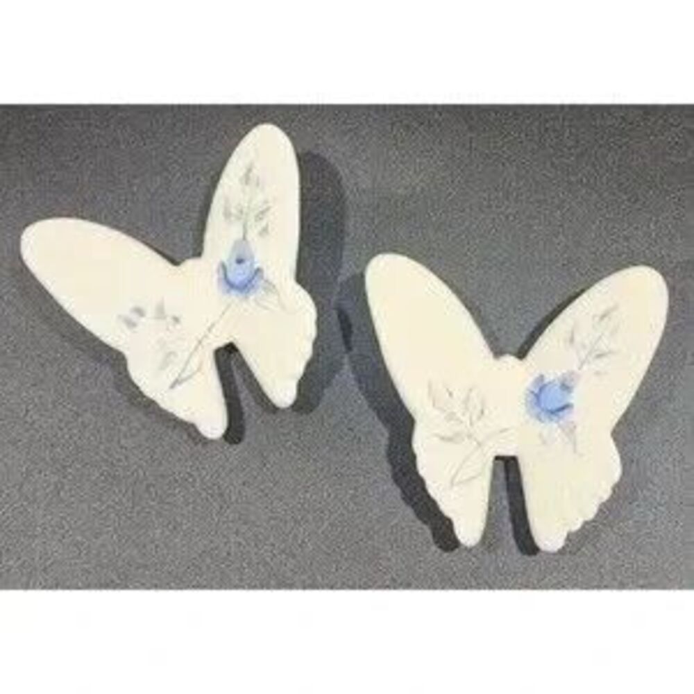Vtg Homco Porcelain Butterflies Set of 2